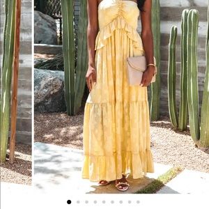 Vici golden yellow halter San Felipe maxi dress